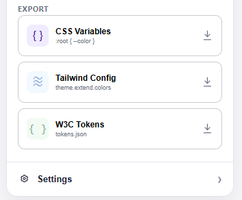 TokenTint W3C Design Tokens export